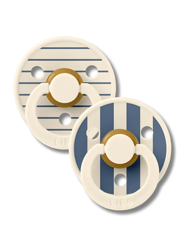 BIBS - NATURAL RUBBER IVORY STEEL BLUE MIX LOT DE 2 SUCETTES TAILLE 1 +0MOIS