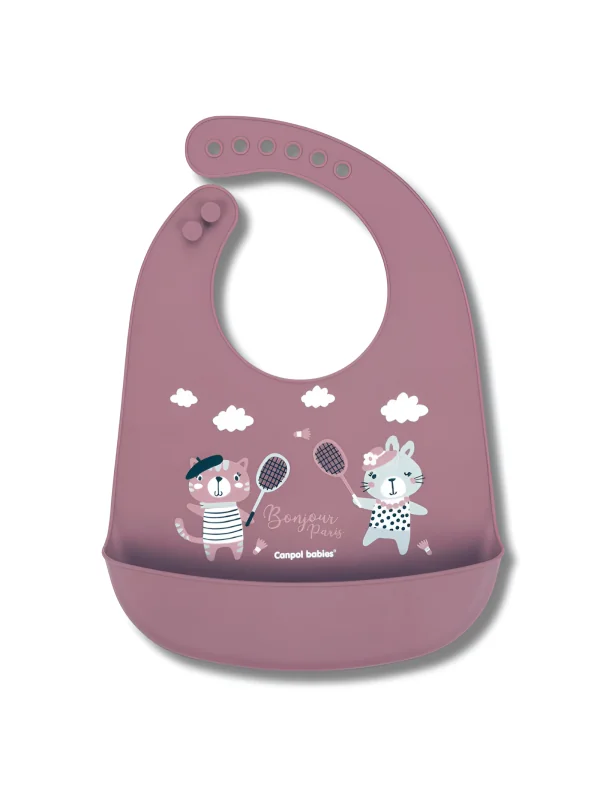 CANPOL BABIES - BAVOIR SILICONE AVEC POCHE BONJOR PARIS ROUGE