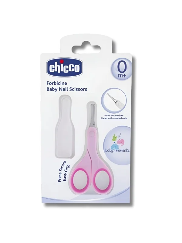 CHICCO - CISEAUX ROSE BEBE AVEC ETUI PROTECTEUR
